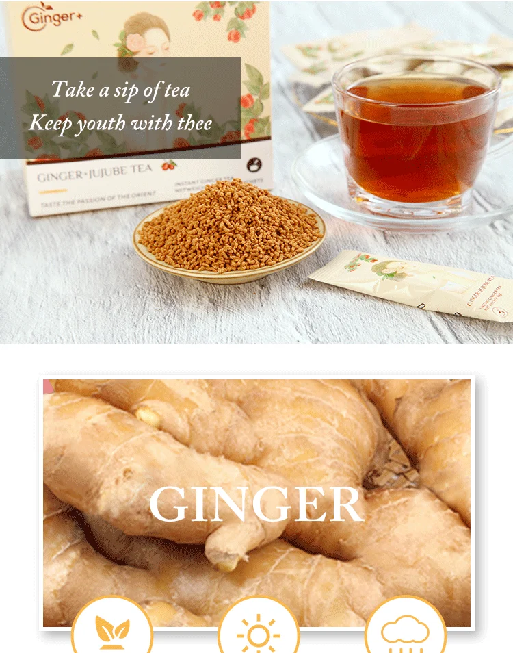 natural Chinese brown sugar ginger tea granule with red jujube instant tea powder - 4uTea | 4uTea.com
