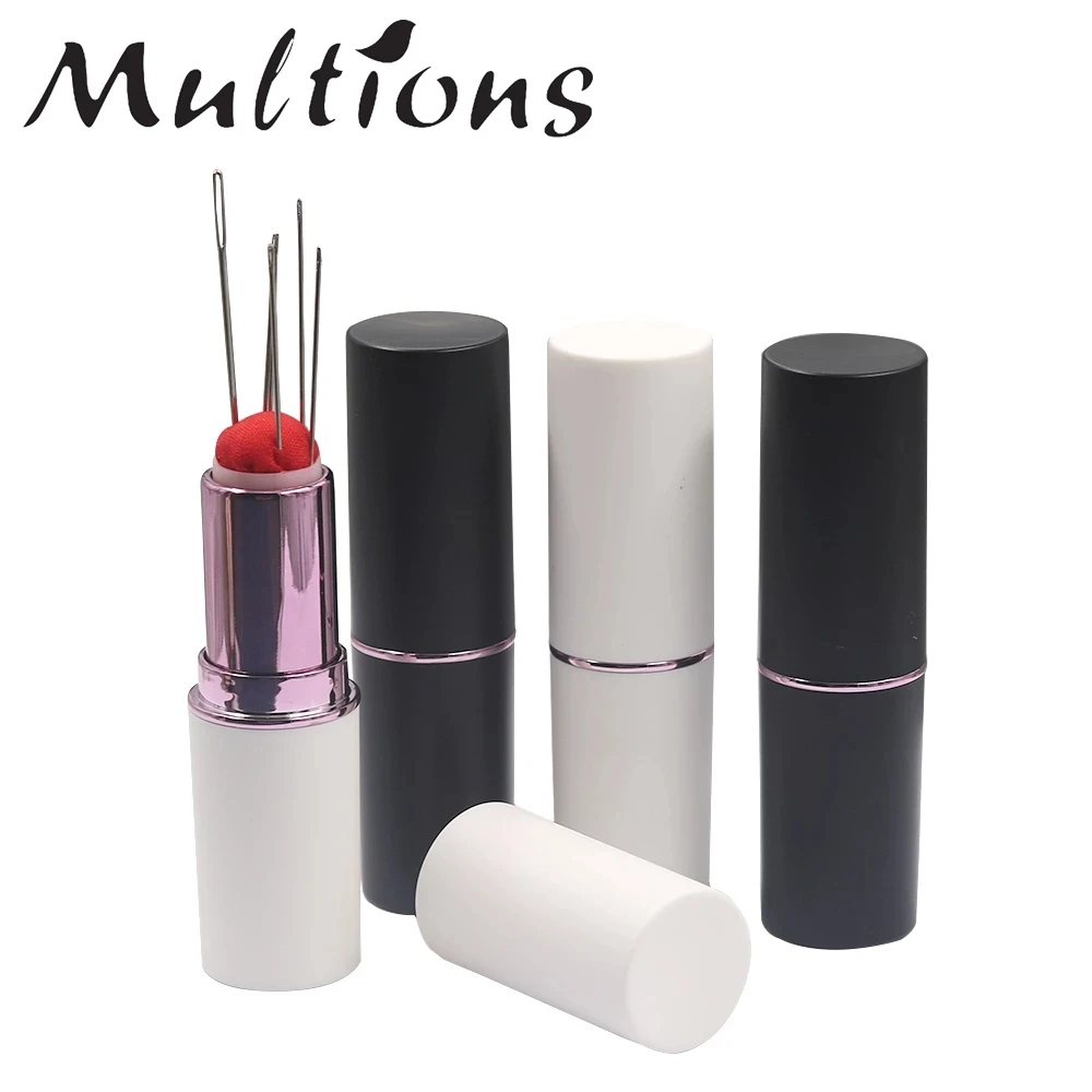 New Craft Lipstick Pin Cushion With 5pcs Hand Sewing Needles Pincushion