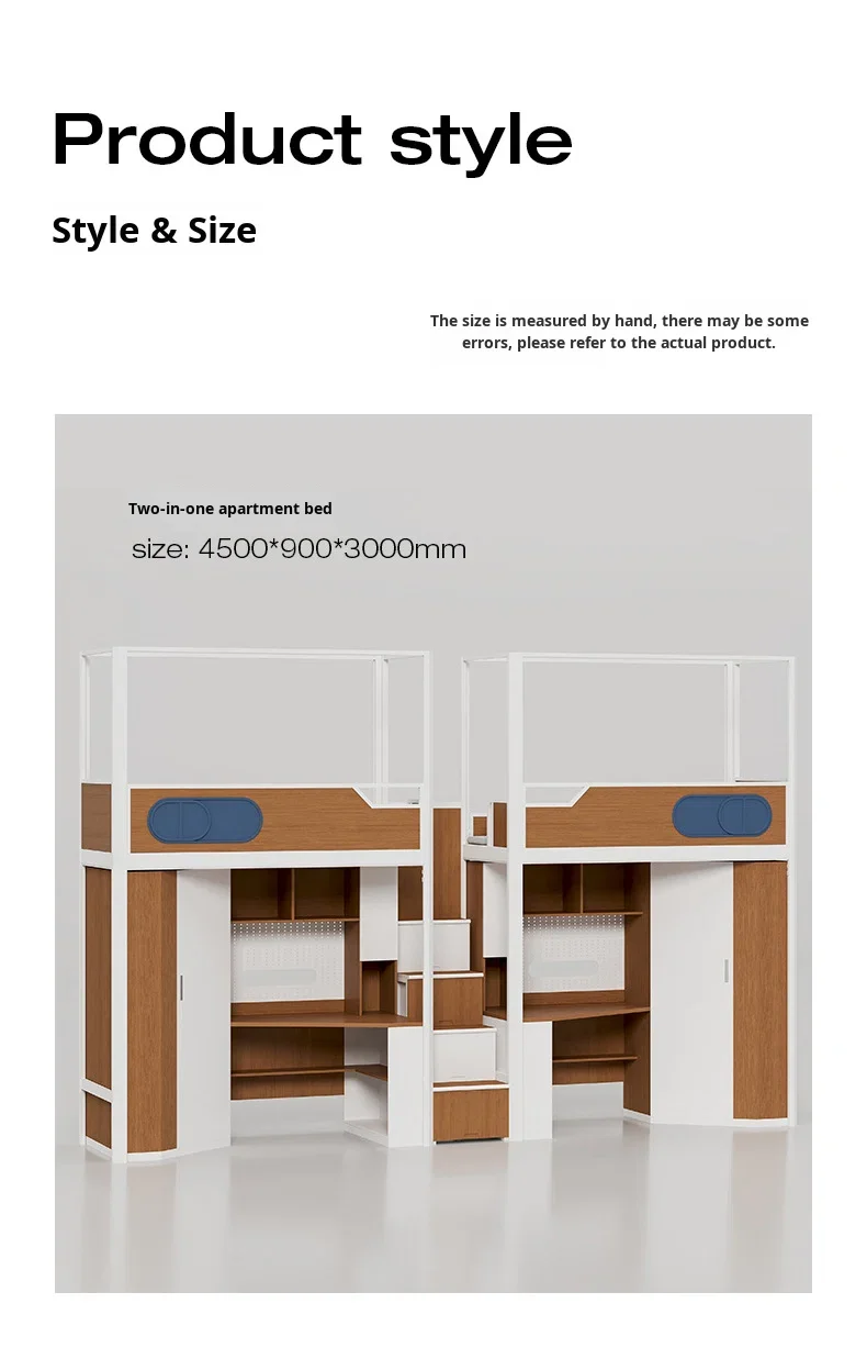product custom free 3d design service iron upper bed and lower desk apartment dormitory metal frame bunk bed for students school-19