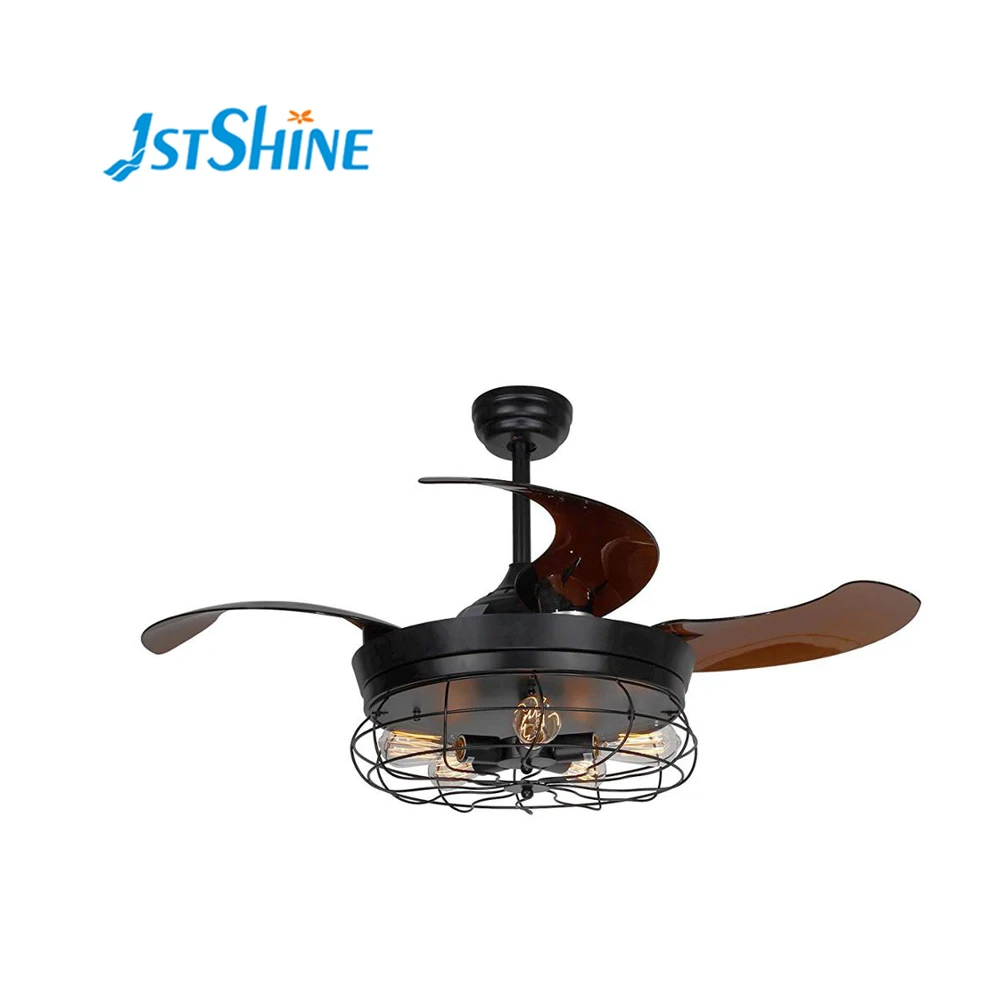 Decorative Retractable Remote Control Ceiling Fan With Light