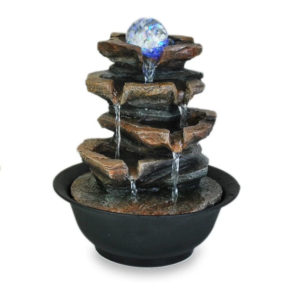 Table Top Gift Mini Garden Rocks Indoor Water Fountain With Ball ...