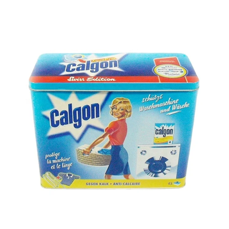 
New design cartoon pattern tins container laundry detergent powder storage tin box 