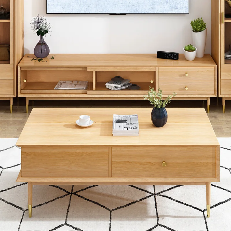product-BoomDear Wood-Simple Solid oak wood modern design coffeetable livingroom furniture set-img-1