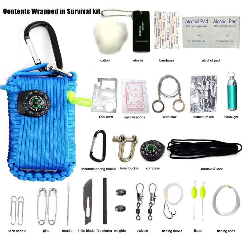 29 en 1 Outdoor Survival First Aid Kit De Camouflage Paracord-Camping Randonnée
