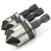 3PC High Carbon Steel 90 degree hex handle five edge Oblique Hole Chamfer Knife Reaming Chamfering Bit