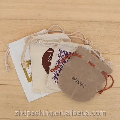 
high quality small cotton bags, gift pouch with cotton drawstrings 