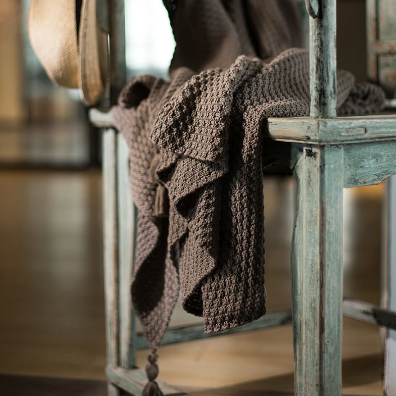 Yiruio Xw Mora Blanket Spain Foil 100 Cotton Blanket With Pom Pom