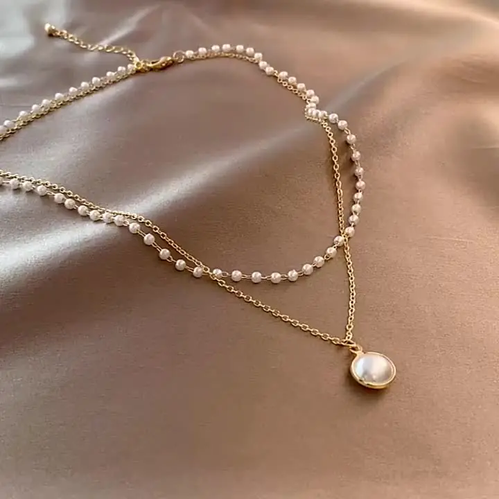 Multi Layered Pearl Collana Beaded Clavicle Choker Gioielli regolabili
