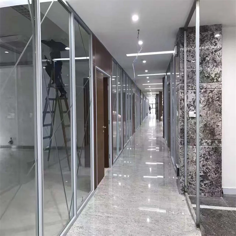 Luxury Retail Store Double Glass Partition | 108mm Wall Thickness Flat Aluminum Frame + Steel Keel factory