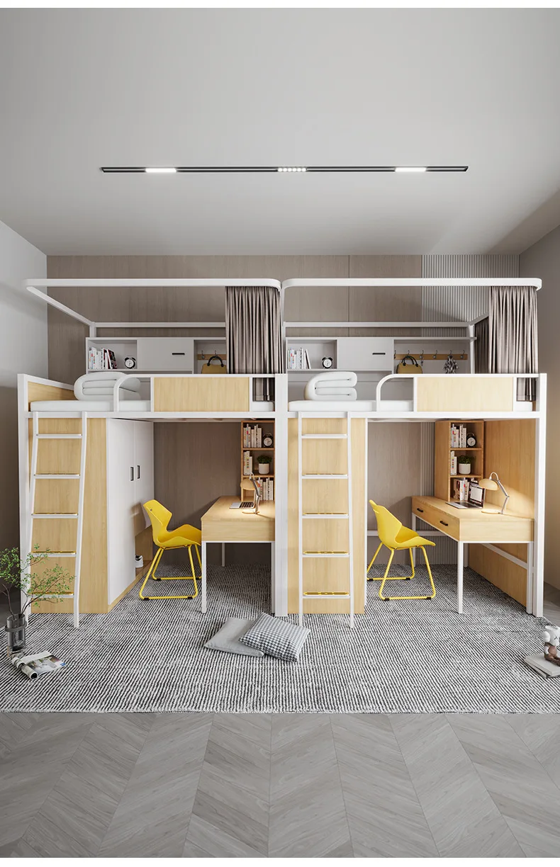 product modern iron loft bed adults iron frame metal bunk bed for students-10