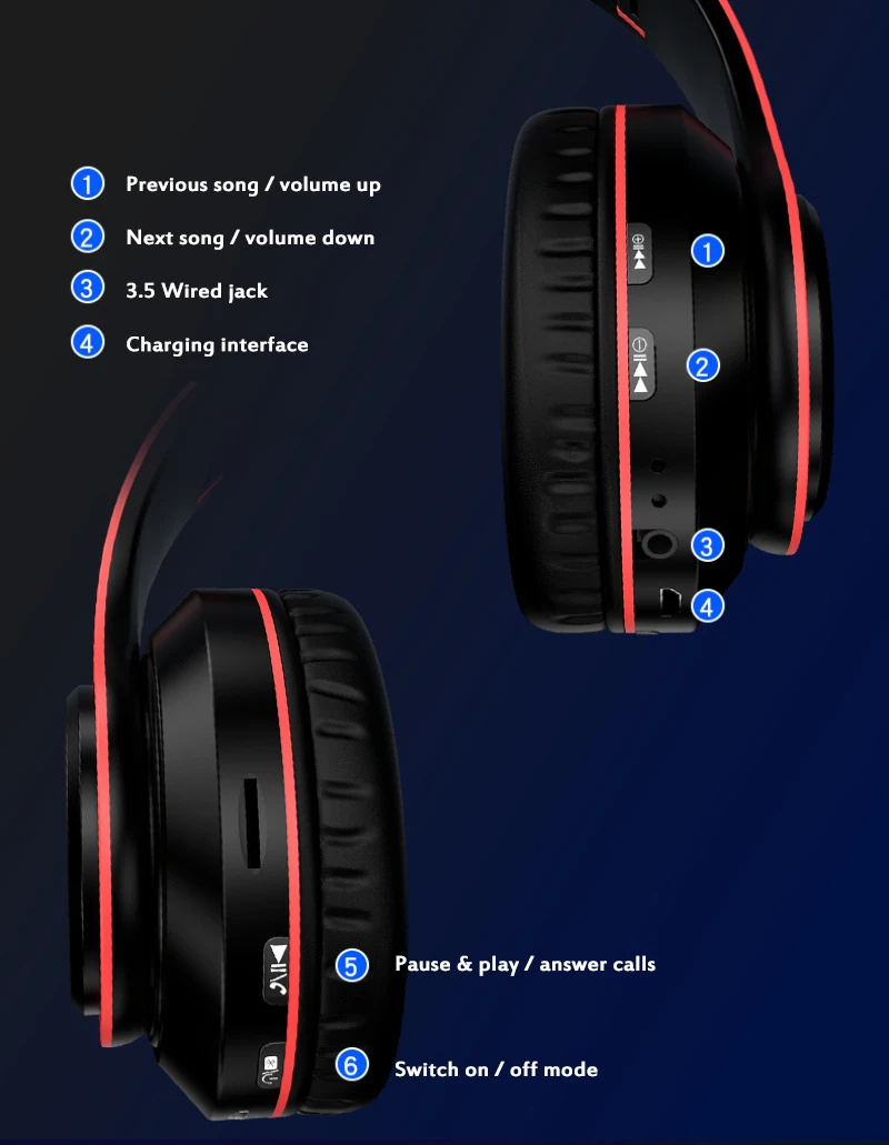 New B39 Portable Wireless Headphones Stereo Foldable Music Headset Support SD Card Deep Bass Folding With Mic - ANKUX.COM