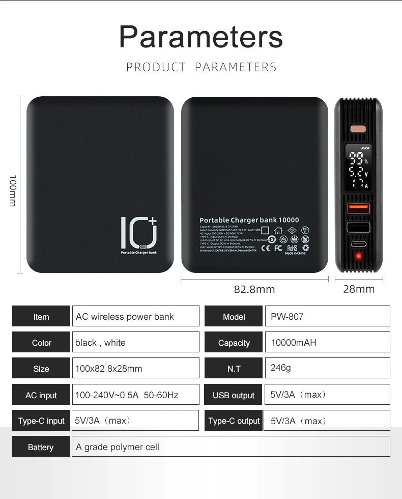 Wholesale Portable Wireless Charger with Battery LED Digital Display - ANKUX.COM