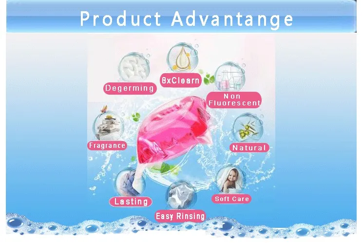 2019 Transparent OEM High Foam  household 10g washing clean eco-friendly concentrated laundry liquid  pods beads for clothes