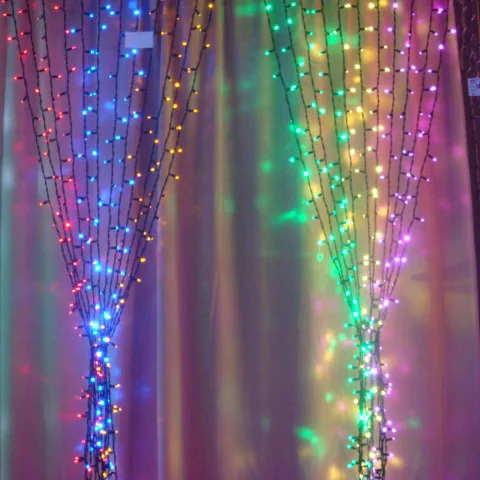 House building fairy christmas decoration dmx RGB window string waterfall safety led curtain light