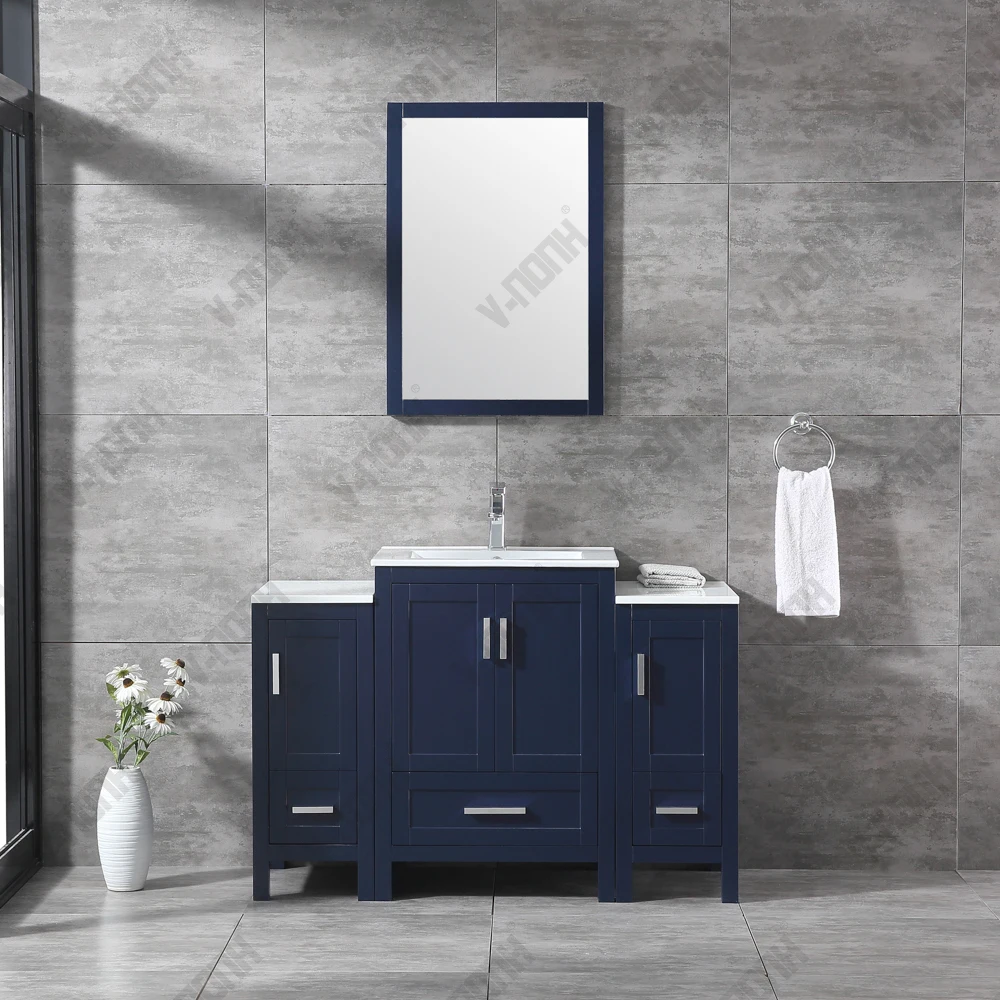 Vietnam 48 Inch Navy Blue Bathroom Cabinet Single Sink Solid Wood Bathroom Vanity Free Standing Furniture In Bathroom Buy Bathroom Vanity Unit Solid Wood Wooden Cabinet Free Standing Single Sink French