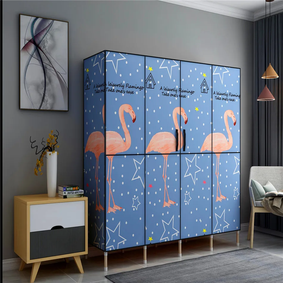 木制实木便携式衣柜火烈鸟图案