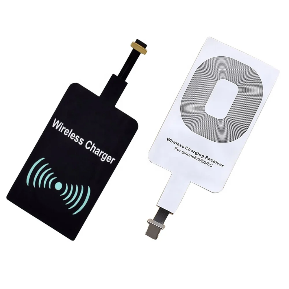 5V 1A Micro USB Black Qi Charger Adapter Wireless Receiver Pad For Android / IOS Phone Charging