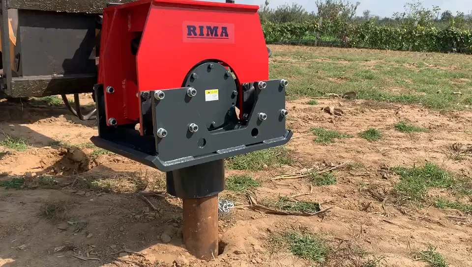 Hydraulic wood fence post driver for excavator skid steer loader