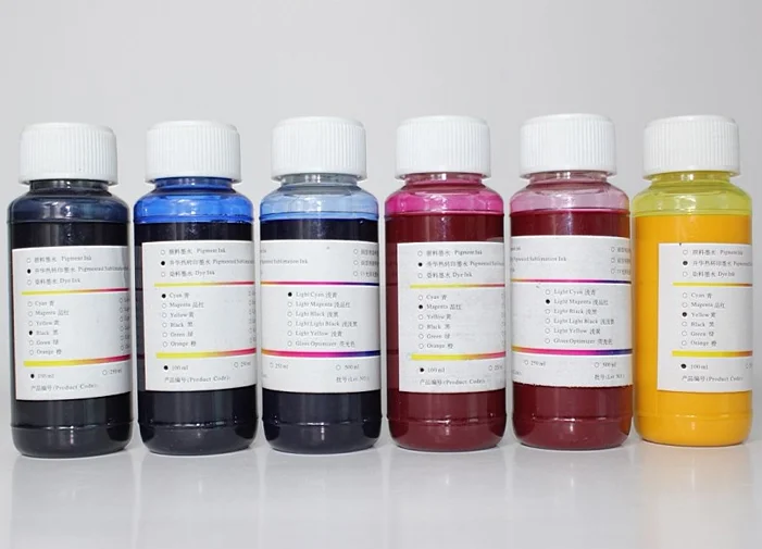 Sublimation Printining ink color Black Cyan Magenta Yellow Light Cyan Light Magenta 6x100ml Ink