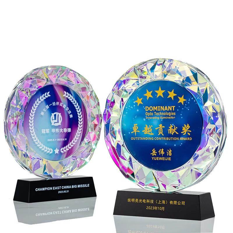 Multi-colored crystal awards Trophy Music and Movie Trophy souvenir for outstanding contribution factory