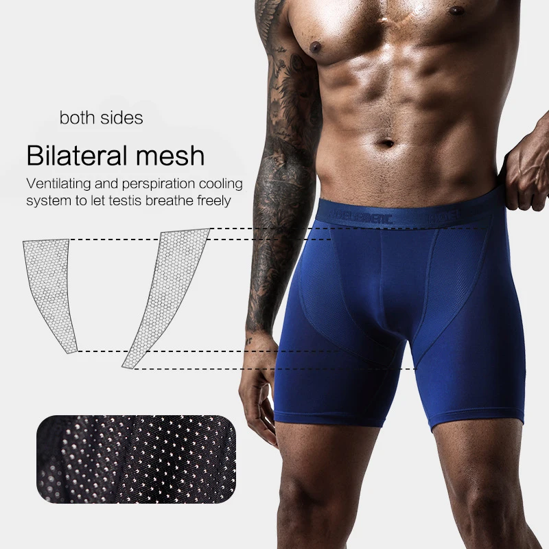 Solid Color Ice Silk Boxer Underwear Seamless Men's Briefs Plus Size ...