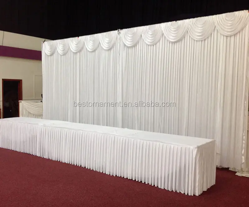 10ftx10ft 3Mx3M White Wedding Backdrop Curtain with Detachable Swag for SALE 