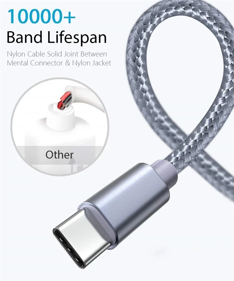 2019 NEW Fast Charging USB Type C Cable, USB C Cable 10FT 6FT 3FT Nylon Braided Power Cable for Samsung Galaxy S9 Note 8