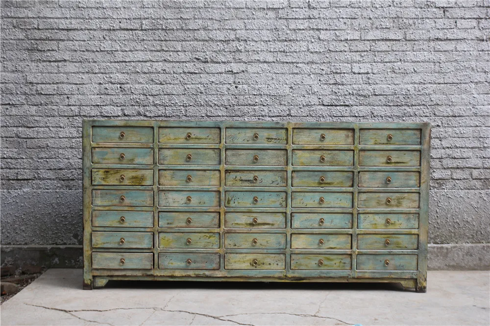 Chinese Antique Recycle Wood Shabby Chic File Document