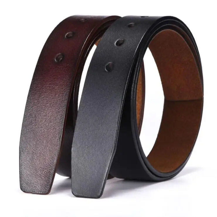 Men's Genuine Leather Belt Strap Pin Buckles Belt With Hloes 3.7cm ...