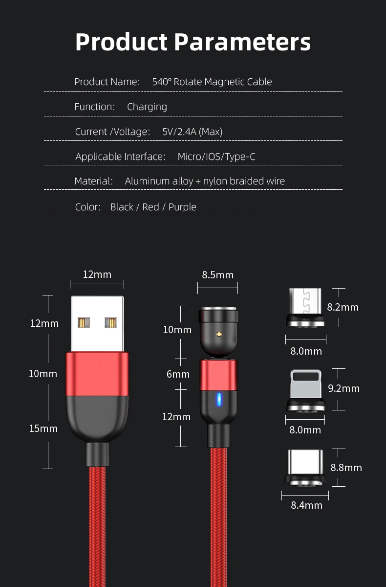 New design 5pin CE ROHS FC Approved Magnetic Mobile Phone Charger Cable 3A Cell Phone Charging Magnetic USB Cable - ANKUX.COM