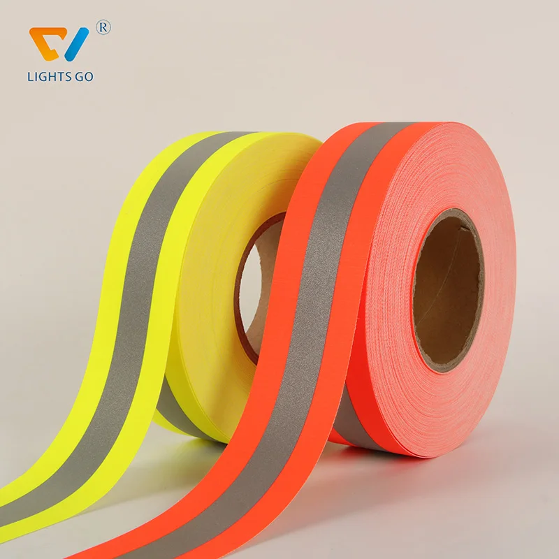 HI VISIBILITY REFLECTIVE SEW ON TAPE 50MM FREE P&P 50MTRS 