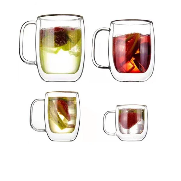 
Promotional double wall glass ice mug 