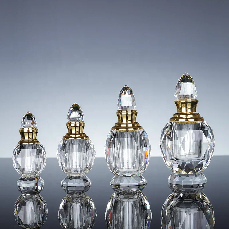 Wholesale High Quality Crystal Islamic Perfume Bottle Customized Arabia Style UV Polished Decoration Gifts factory