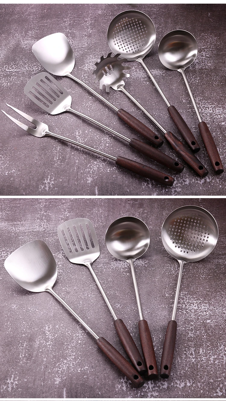 Best Manufacturers 9 Piece Stainless Steel Kitchen Utensil Set Wooden