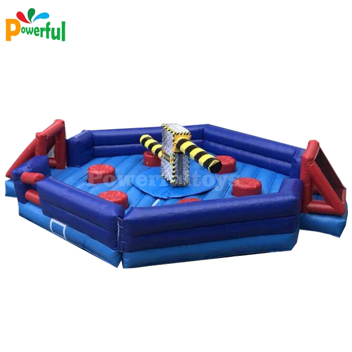 China manufacturer meltdown wipeout eliminator games 4 people inflatable wipeout