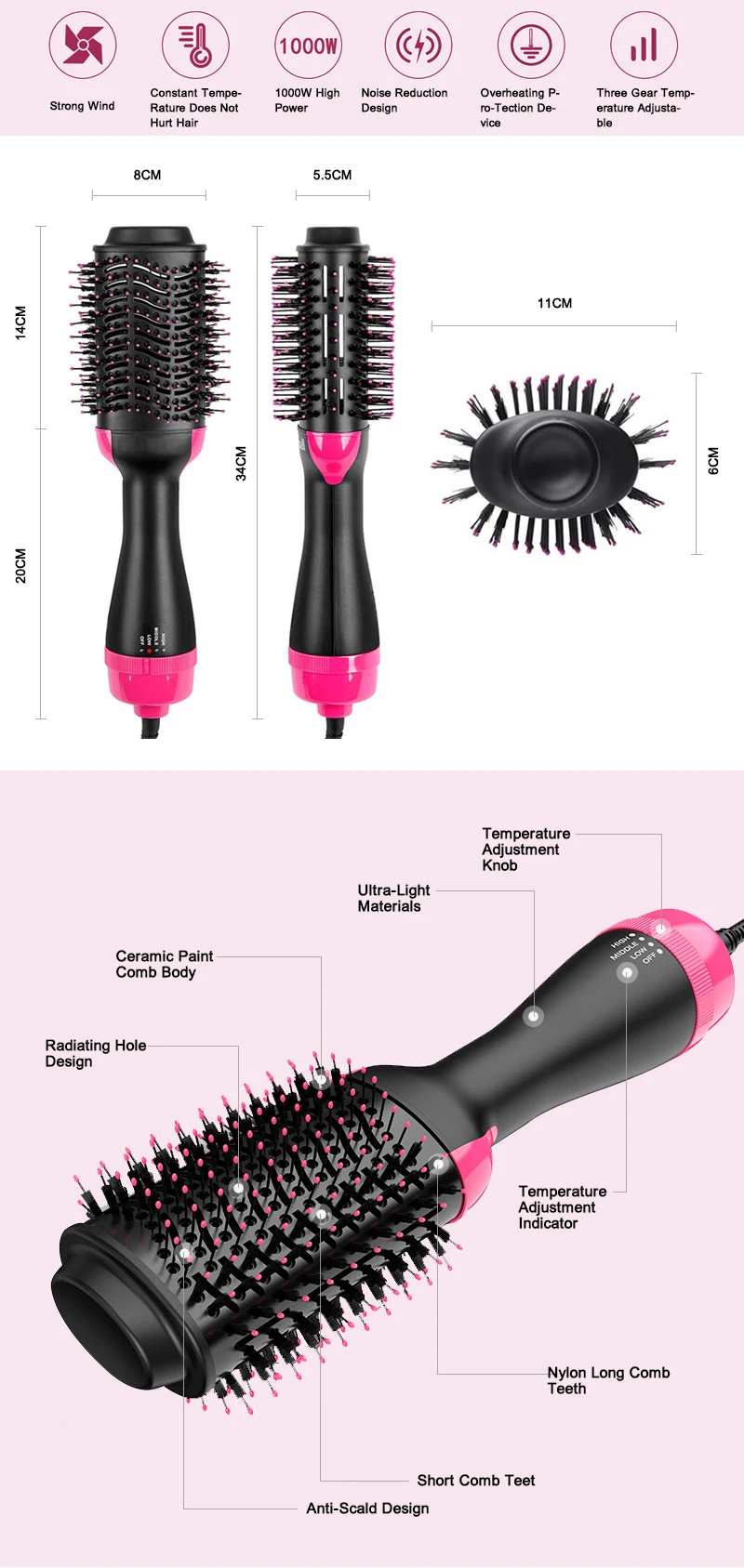 amazon best sellers Hot selling Hair Dryer and Styler One step Hot air Brush Hair Brush Rotating Styler