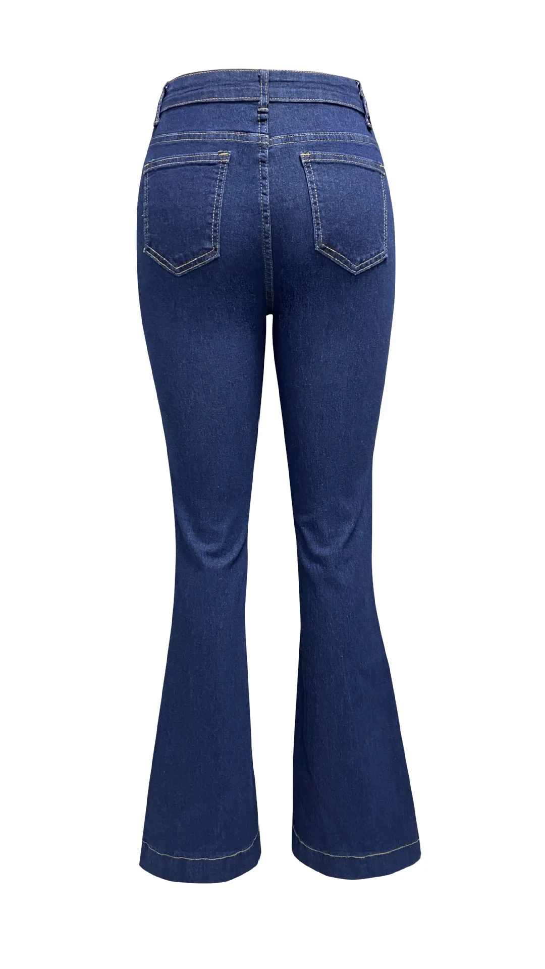 High-Waist Flared Jeans Women's Summer Button Breathable Denim Flare Jeans