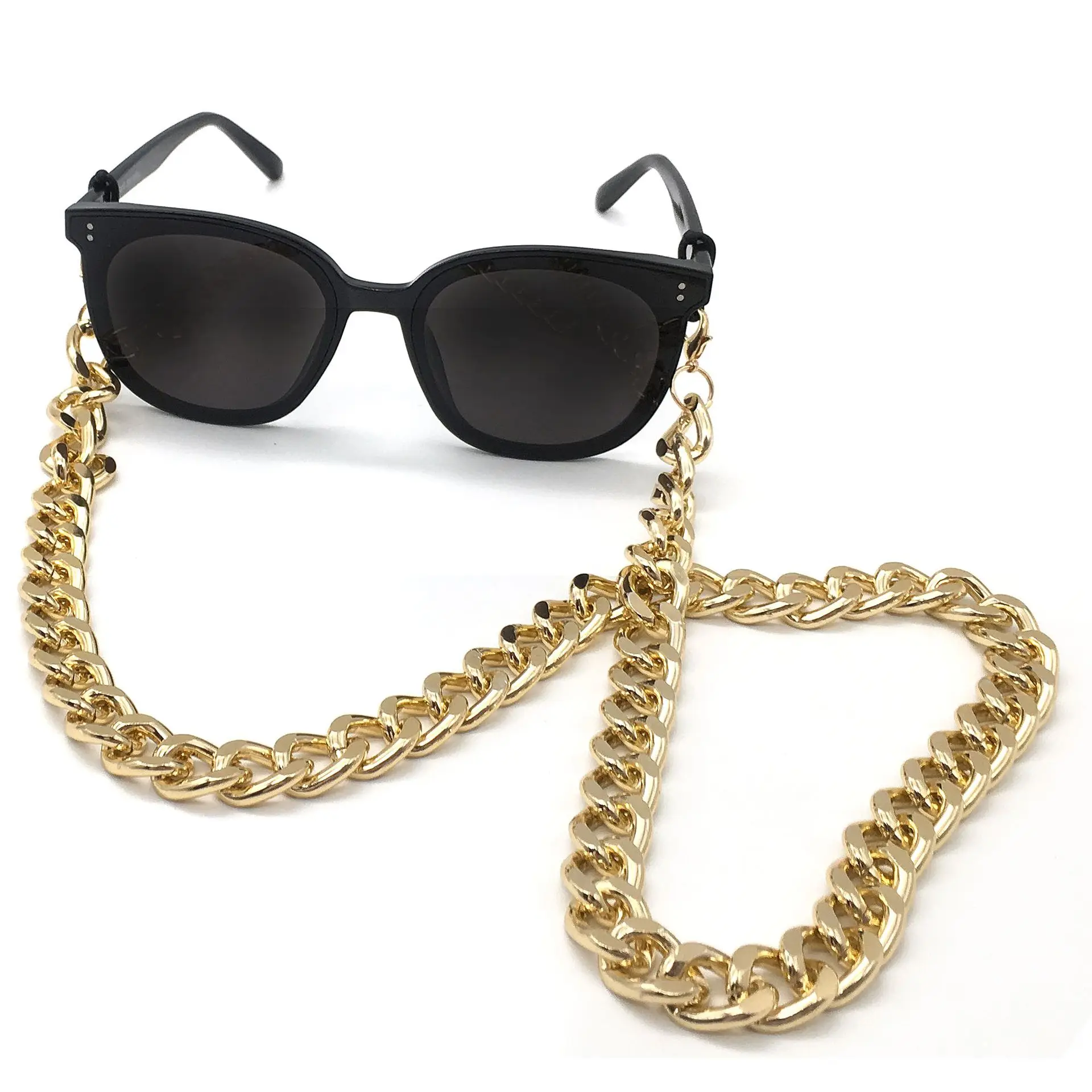 Direct Selling 15mm Thick Cuban Chain Metal Glasses Non Slip Gold Chain