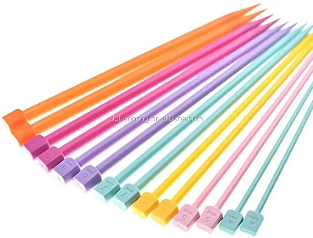 Wholesale 14 Pcs 25 Cm Colorful Plastic Long Single Pointed Knitting