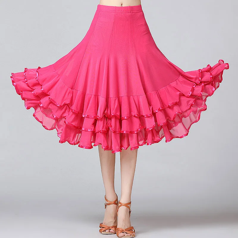  New Designs Ballroom Dance Skirts Women Latin Tango Modern Dancing Skirts Waltz Flamenco Competition Dance Dress