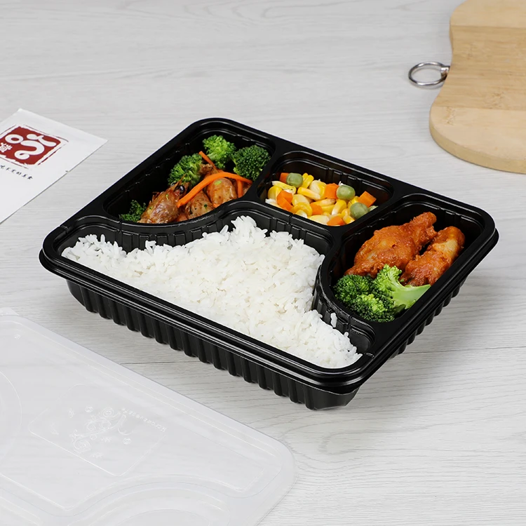 4 compartment plastic food disposable bento lunch boxes container takeaway box