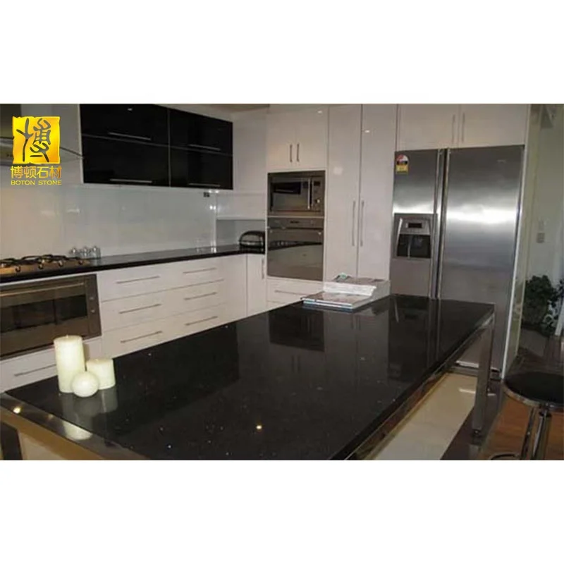 Chinese Honed Natural Absolute Black Galaxy Granite Kitchen