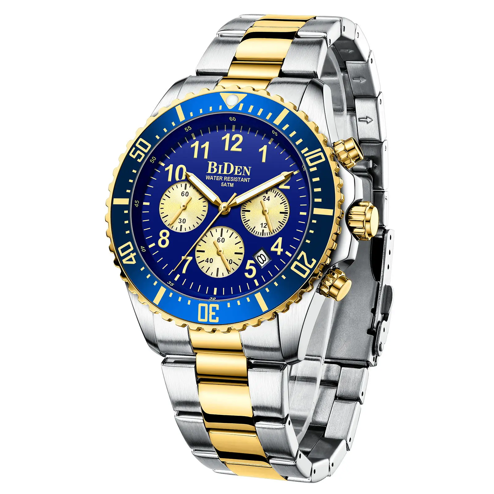 
New design sports watches men wrist top brand waterproof six hands stainless steel quartz watch for customized 