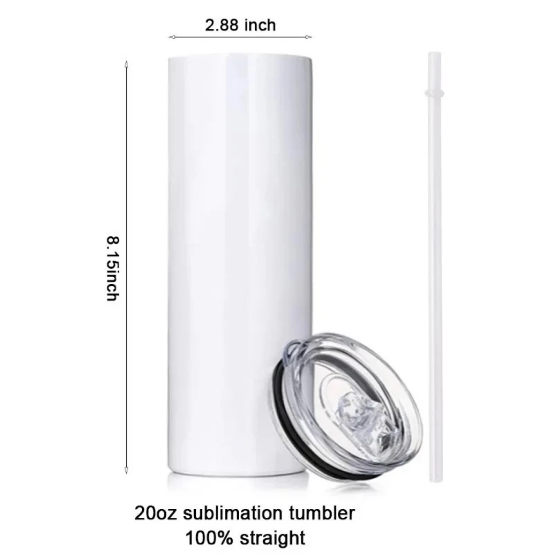 White 20oz 30oz Straight Skinny Sublimation Blanks Stainless Steel ...