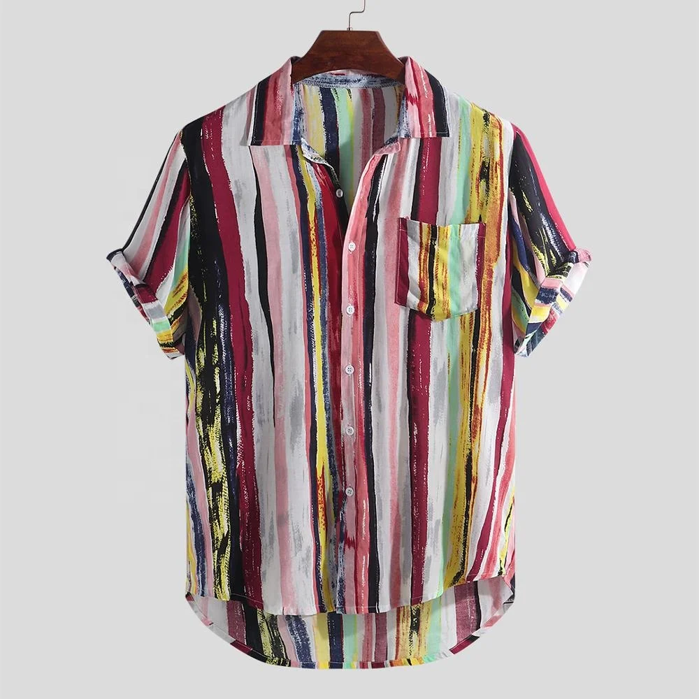 Venta al por mayor sims 4 down Compre online los mejores AG&T Hombres Camisa con Estampado Floral Hawaiana botón de