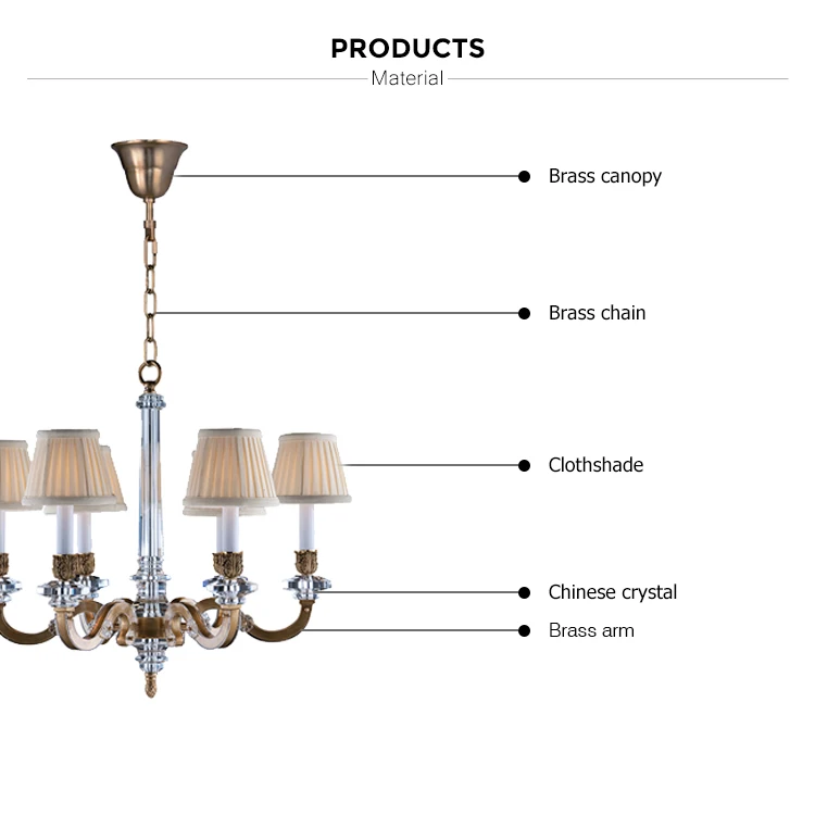 Best price Vintage Design  Brass Indoor Crystal Decorative Chandelier