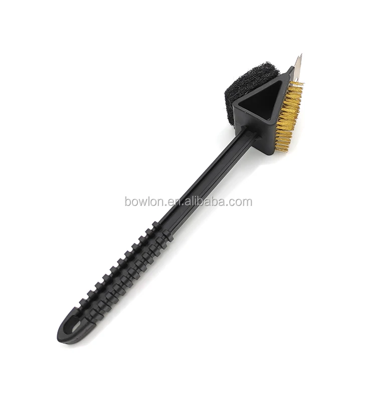 3 In 1 Bbq Grill Brush And Scraper,Sponge With Long Handle,Barbecue