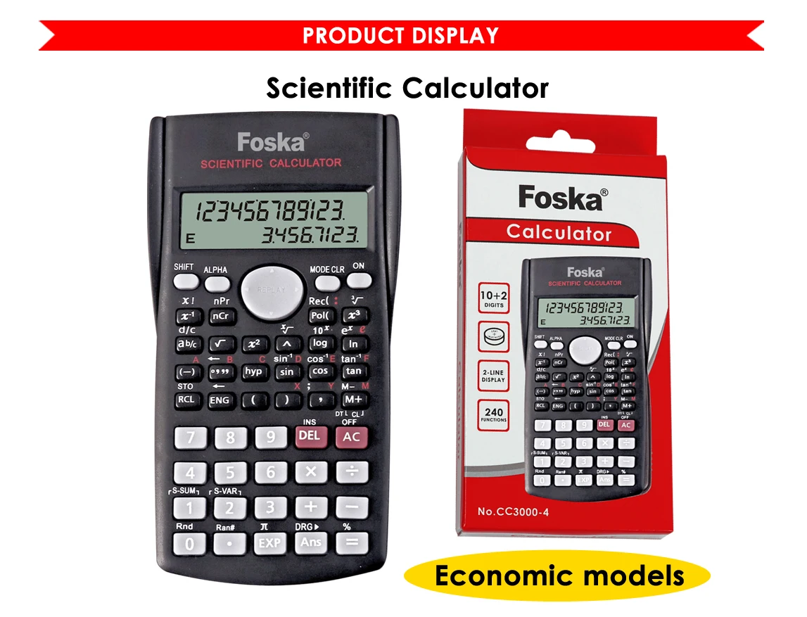 10+2 Digit 2-line Display 240 Function Electronic Scientific Calculator ...