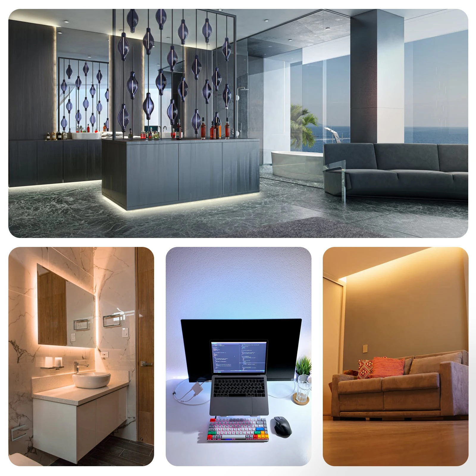 White LED Tap Lights 2700-6500K Dimmable WW/CW Light Strip Controller works with Smart Life APP - ANKUX.COM