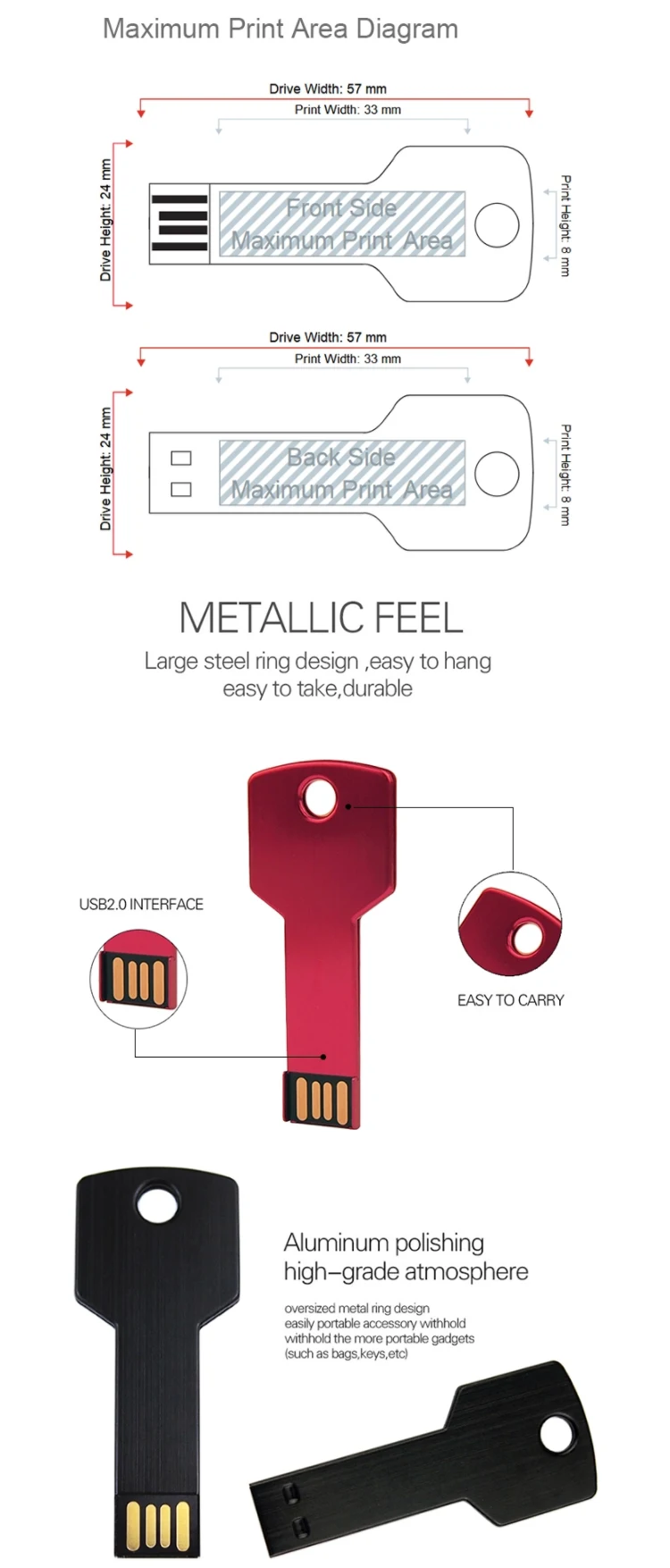OEM Custom Metal USB Key Shaped Pen Drive 8GB 16GB 32GB Support 2.0 Key Flash Memory USB Stick - ANKUX.COM